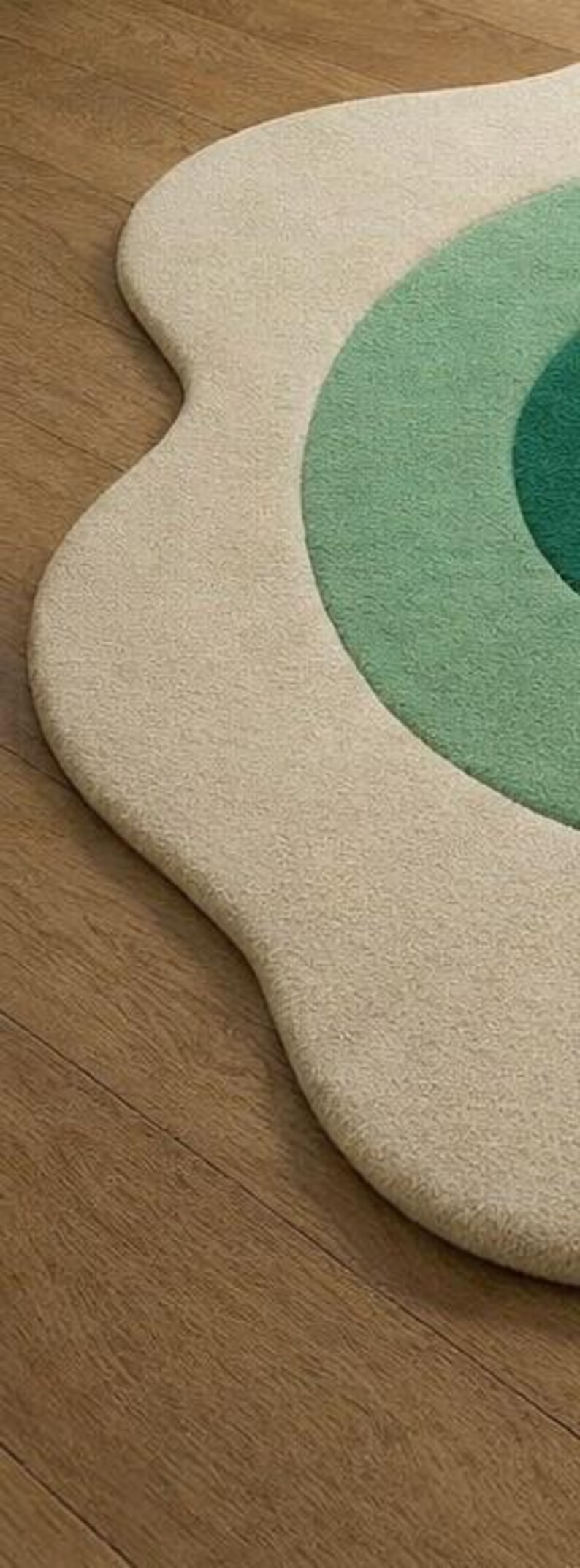 Hand Tufted Organic Shape Green Area Rug, Modern Abstract Wool Carpet ...