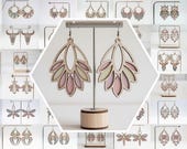 Layered Earrings SVG Bundle, Multilayer Wooden Earrings SVG, Laser Cut Jewelry Files, Glowforge Cricut Earrings SVG, Colorful Boho Earrings