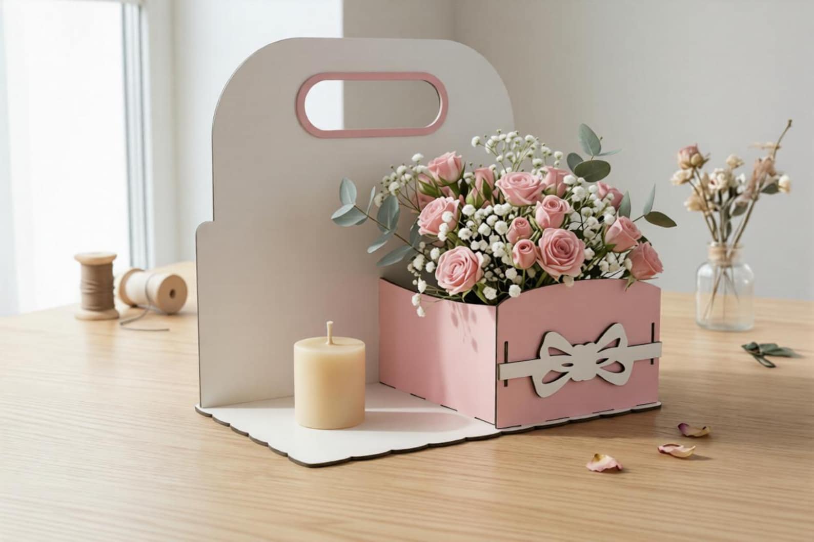 Flower Box Stand SVG Bundle, Laser Cut Floral Gift Box Holder, Wedding ...