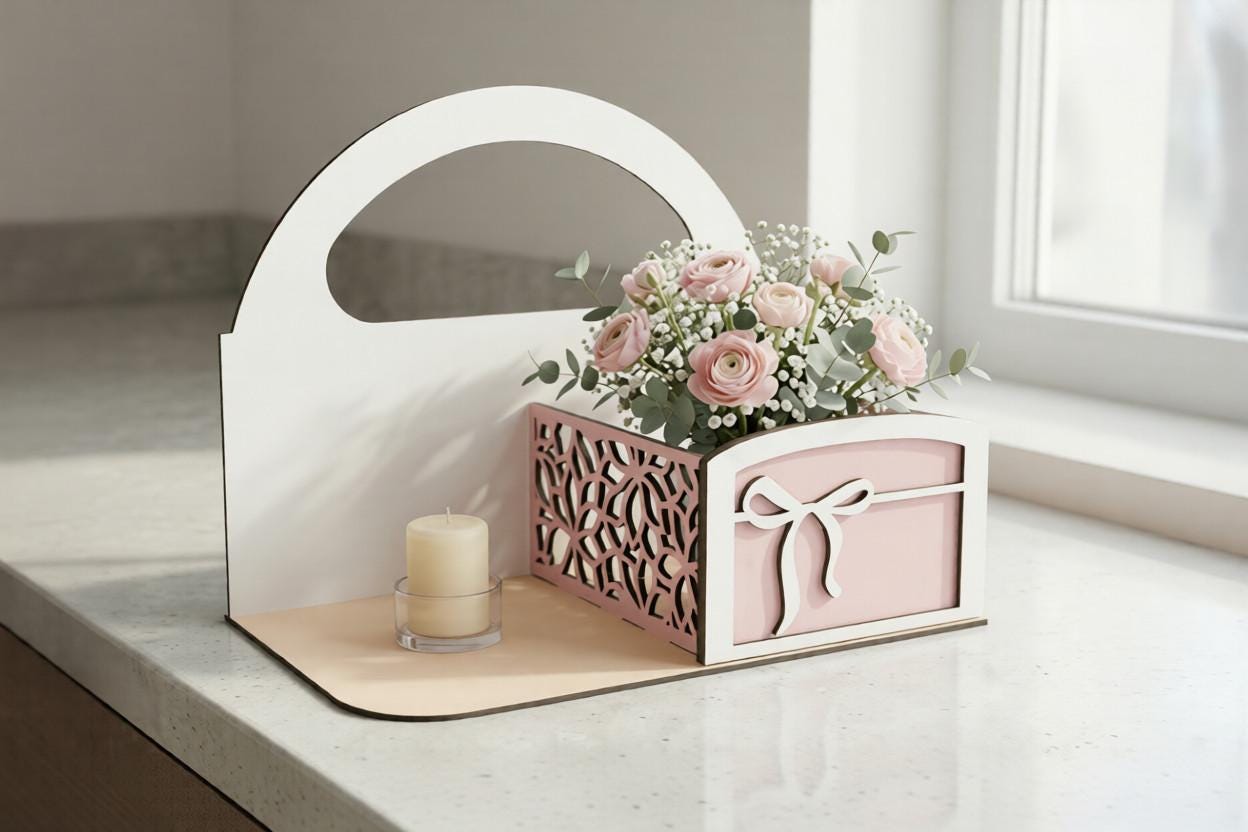Flower Box Stand SVG Bundle, Laser Cut Floral Gift Box Holder, Wedding ...