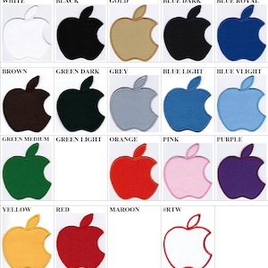 Appleロゴ ホワイト ブラック ゴールド ブルー ブラウン グリーン グレー オレンジ ピンク パープル レッド マルーン イエロー コンピューター 電話 バッジ アイロン接着 刺繍パッチ
