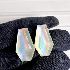 Aurora Opal Doublet Gemstone Pair for Earrings, Fancy Shape Faceted Cut (20x11mm)