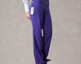 Pantalones rectos morados vintage de Gianni Versace de los años 2000, nuevos, sin usar.