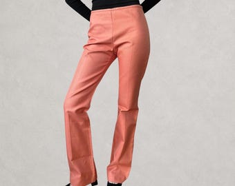 Pantalones vintage Gianni Versace de los años 90, color rosa salmón, cintura alta, algodón, nuevos.