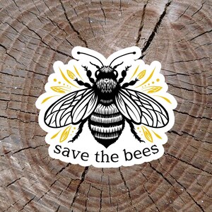 Save the Bees Sticker | Durable Vinyl Decal, Bubble-Free Application