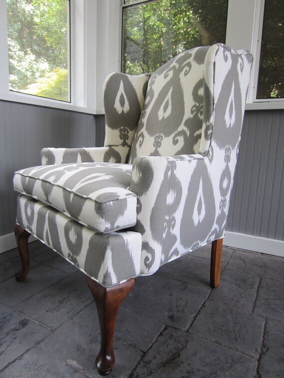 Items similar to Accent Chair - Grey Ikat on Etsy