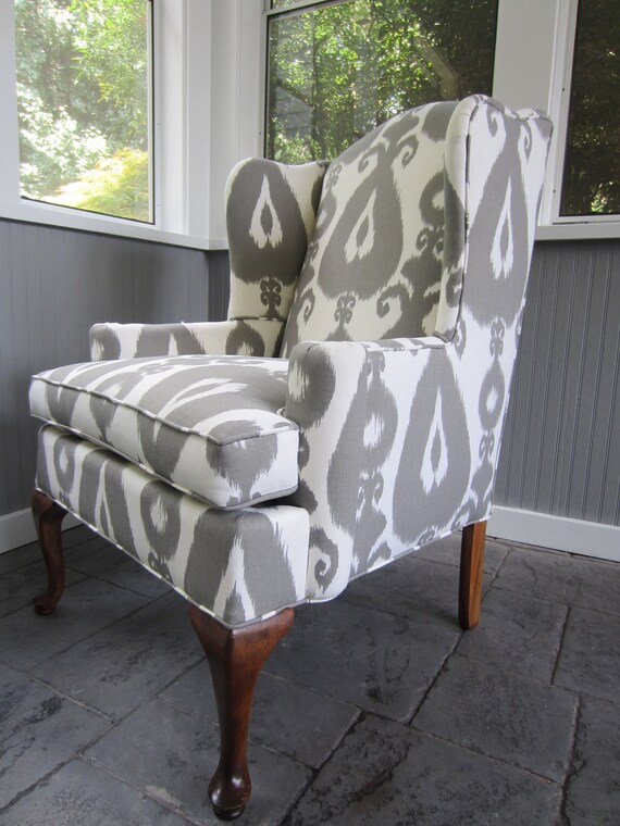 Items similar to Accent Chair - Grey Ikat on Etsy