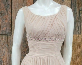 dusky pink chiffon dress