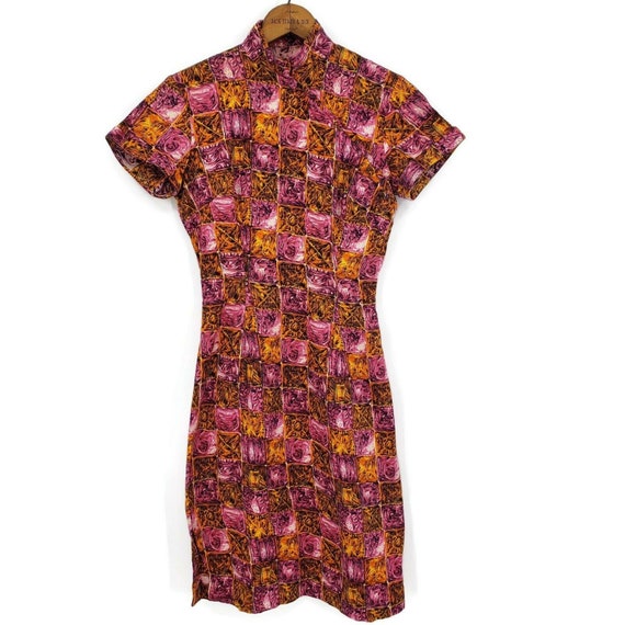 Vintage Cheongsam Asian Mini Wiggle Dress Small? P