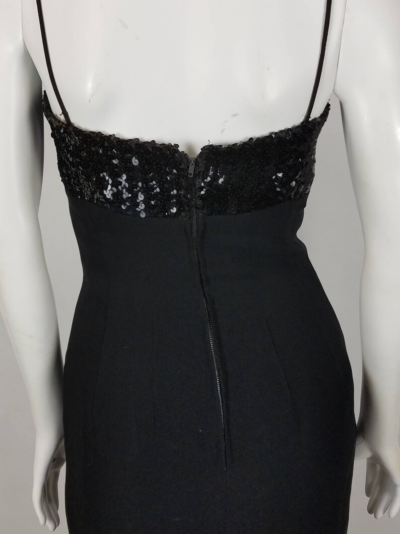Vintage Jay Herbert Dress Size 12 Black Cocktail Party Dress Sweetheart Sequins