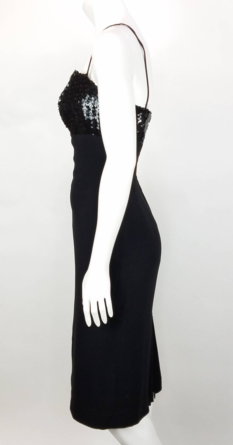 Vintage Jay Herbert Dress Size 12 Black Cocktail Party Dress Sweetheart Sequins