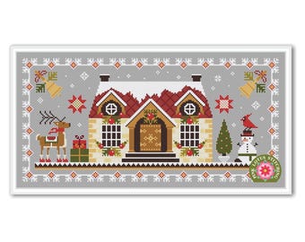 Christmas House Cross Stitch Pattern: Merry Christmas Sampler