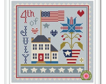 4th Of July Patriotic Cross Stitch Pattern: Independence Day Pattern Download PDF