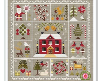 Merry Christmas Cross Stitch Pattern: Winter Sampler 13 Squares
