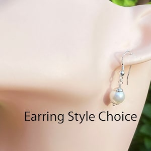 Sterling Silver Shell Pearl Dangle Earrings: Ivory or White, 1 1/4 inch