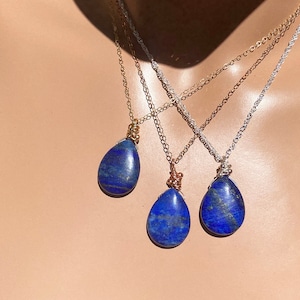 Lapis Lazuli Sterling Silver Necklace: Sapphire Blue September Birthstone