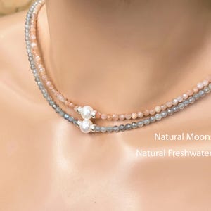 Rainbow Moonstone Sterling Silver Necklace: Minimalist June Birthstone
