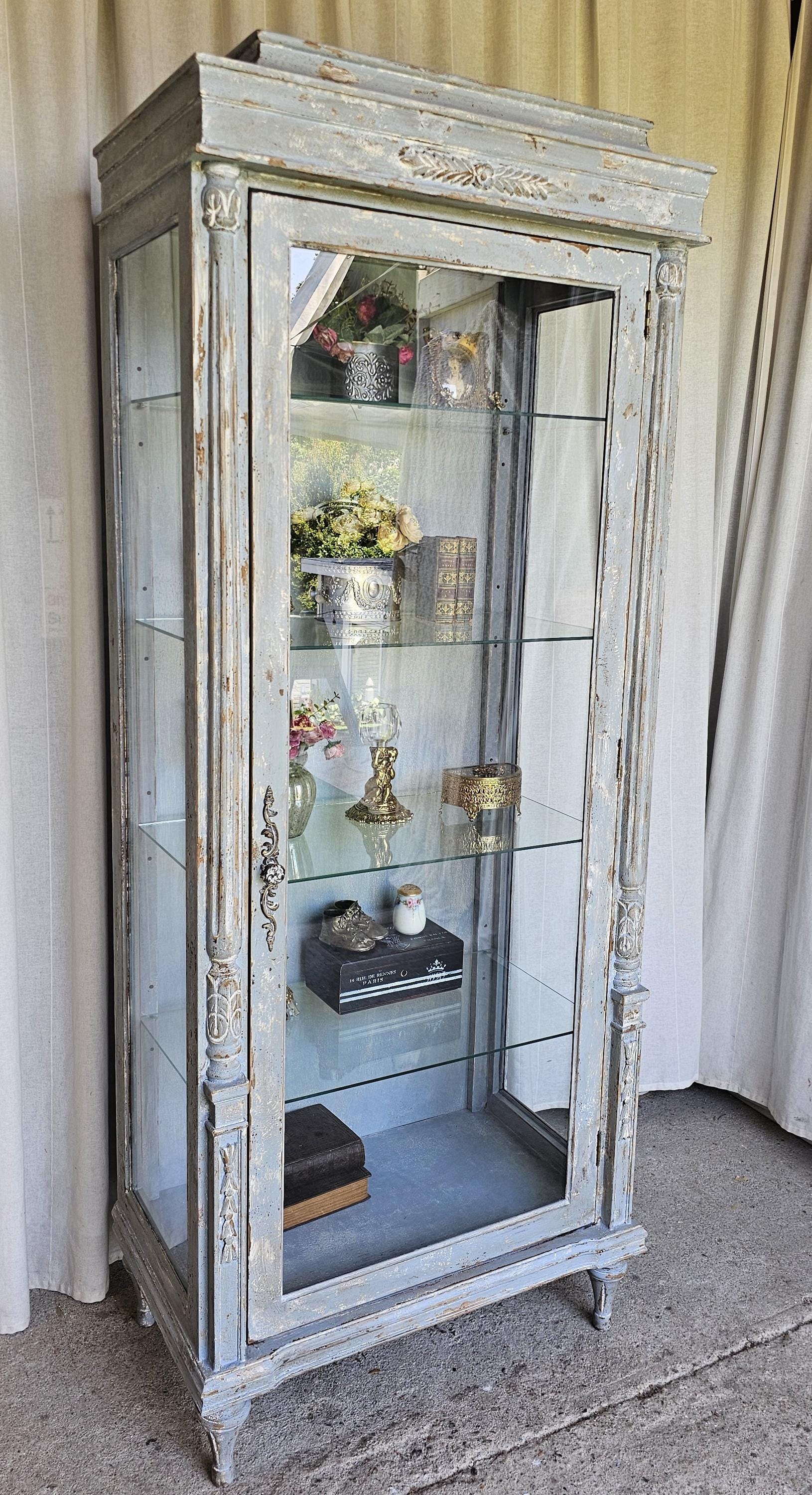 フランス アンティーク Display Glass Cabinet キャビネット French Glass Display Cabinets - Etsy
