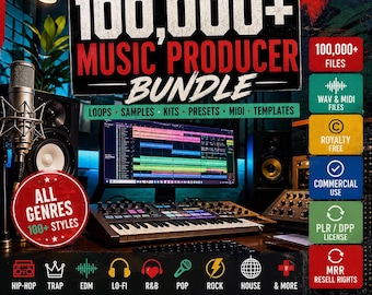 100,000+ Music Producer Bundle, Royalty Free Samples, Loops, MIDI, WAV, Drum Kits, FL Studio Ableton Templates, plr Mrr Resell Rights