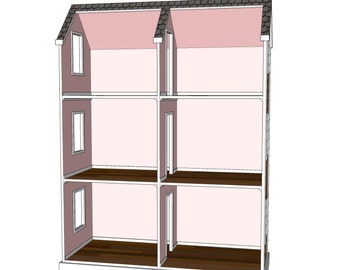 Doll House Plans for American Girl or 18 inch dolls - 6 Room Veritcal - NOT ACTUAL HOUSE