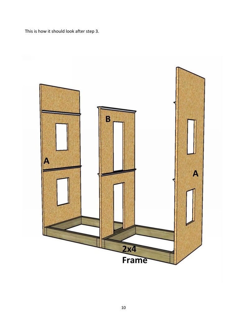 Doll House Plans for American Girl or 18 inch dolls 5 Room NOT ACTUAL HOUSE image 4