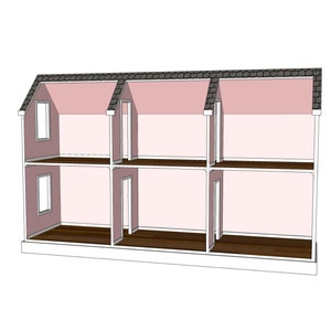 Doll House Plans for American Girl or 18 inch dolls - 6 Room Horizontal - NOT ACTUAL HOUSE