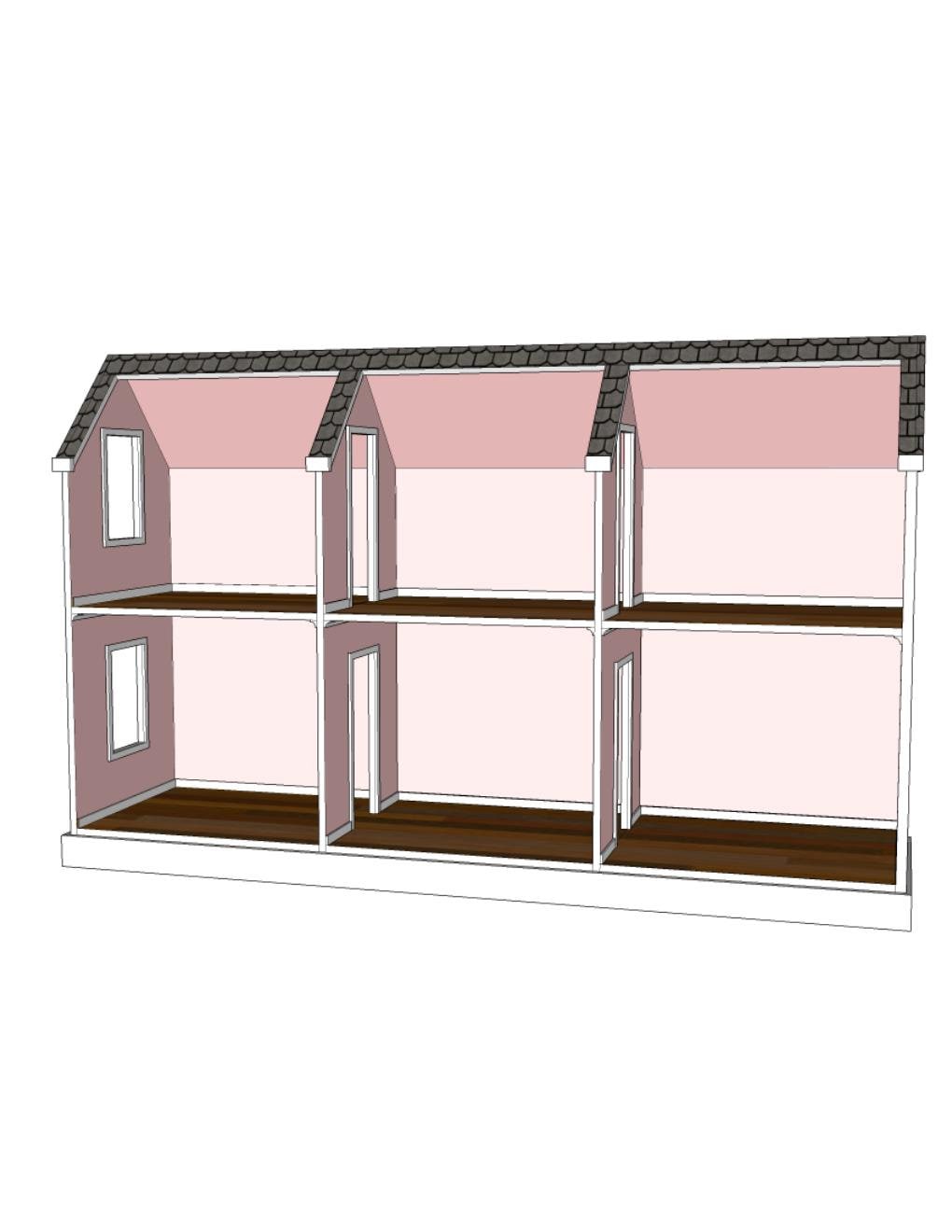 Doll House Plans for American Girl or 18 Inch Dolls 5 Room NOT ACTUAL HOUSE  