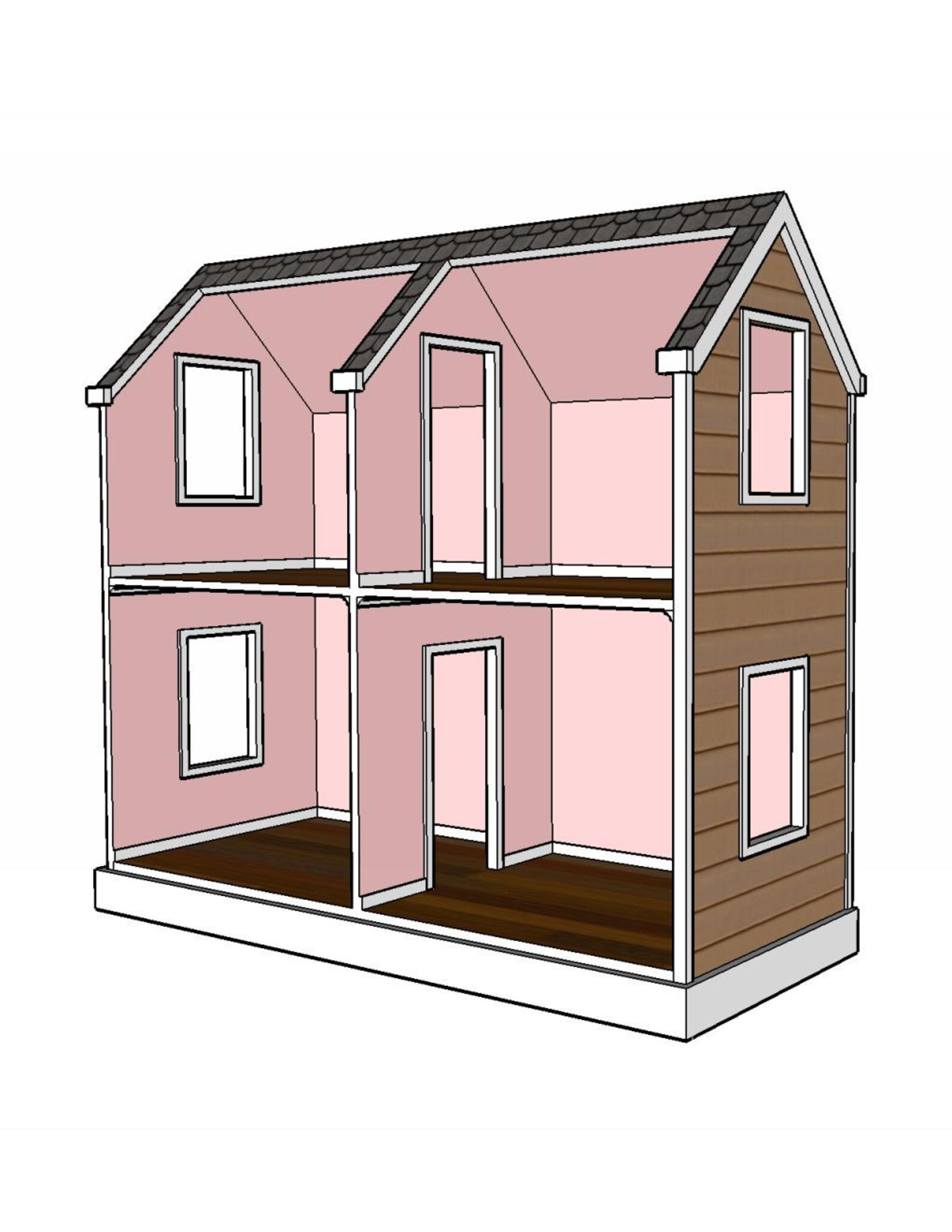 Doll House Plans For American Girl Or 18 Inch Dolls 4 Room Etsy