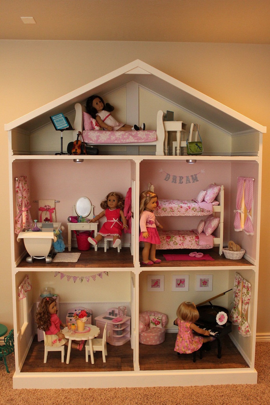 Doll House Plans for American Girl or 18 Inch Dolls 5 Room NOT ACTUAL HOUSE  