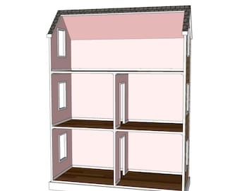 Doll House Plans for American Girl or 18 inch dolls - 5 Room - NOT ACTUAL HOUSE