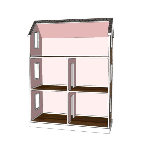 Doll House Plans for American Girl or 18 inch dolls - 5 Room - NOT ACTUAL HOUSE