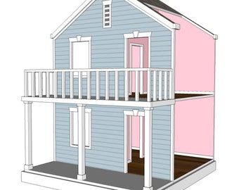 Doll House Plans for American Girl or 18 inch dolls -  4 Room Side Play - NOT ACTUAL HOUSE