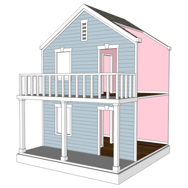 Doll House Plans for American Girl or 18 inch dolls -  4 Room Side Play - NOT ACTUAL HOUSE