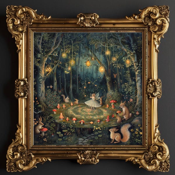 Forest Fairy Ring Unframed Fantasy Art Print: Enchanted Woodland Poster Whimsical Home Decor
