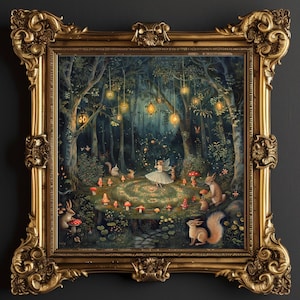 Forest Fairy Ring Unframed Fantasy Art Print: Enchanted Woodland Poster Whimsical Home Decor
