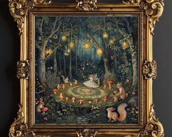 Forest Fairy Ring Unframed Fantasy Art Print: Enchanted Woodland Poster Whimsical Home Decor