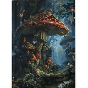 Enchanted Mushroom Fantasy Lined Journal Mystical Fantasy Notebook Woodland Dark Academia Notebook Whimsical Journal