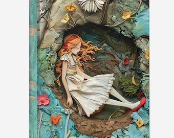 Alice in Wonderland Hardcover Lined Journal Whimsical Fantasy Art Notebook Wonderland Gift