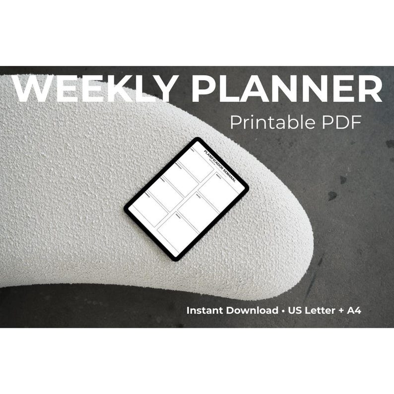 Weekly Planner Printable PDF | Minimalist Weekly Planner | US Letter ...
