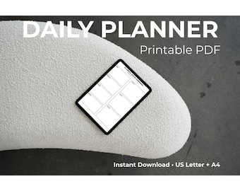 Minimalist Daily Planner Printable PDF | Daily Schedule Planner | US Letter & A4 | Instant Download