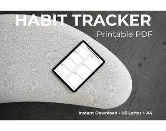 Minimalist Habit Tracker Printable PDF | Monthly Habit Tracker | US Letter & A4 | Instant Download