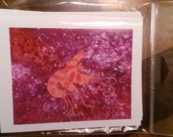 3 per pack Shrimp note cards