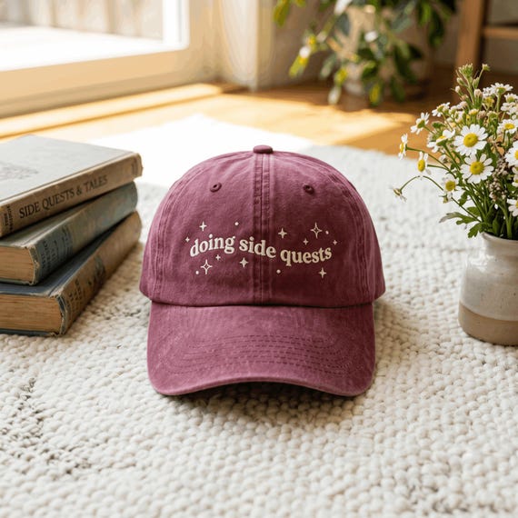 Doing Side Quests Embroidered Vintage Cap, Hat