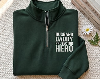 Embroidered Dad USA Flag Patriotic Quarter Zip Sweatshirt Fathers Day Gift For Father T shirt Gift For Dad Patriotic Shirts For Men Best Dad