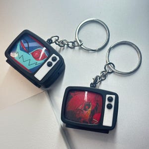 Hazbin Hotel Alastor Vox Mini TV Nyckelring, Ljusljud Anime Väska Berlock