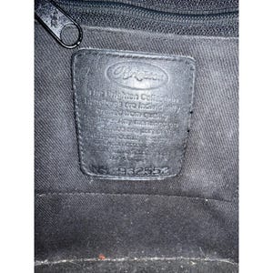 Vtg BRIGHTON - Black Brown Croc Embossed Leather Etched Silver Rod Bucket Bag EC image 9