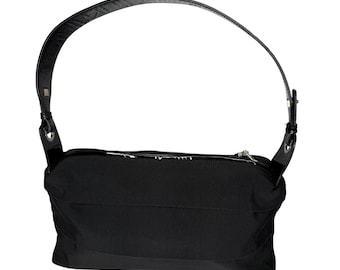 Salvatore Ferragamo Vintage Black Shoulder Bag Silver Hardware Nylon Authentic