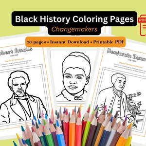Páginas para colorear sobre la historia afroamericana para niños y adolescentes / Impulsores del cambio más allá de los libros de texto / Actividad educativa imprimible e inspiradora