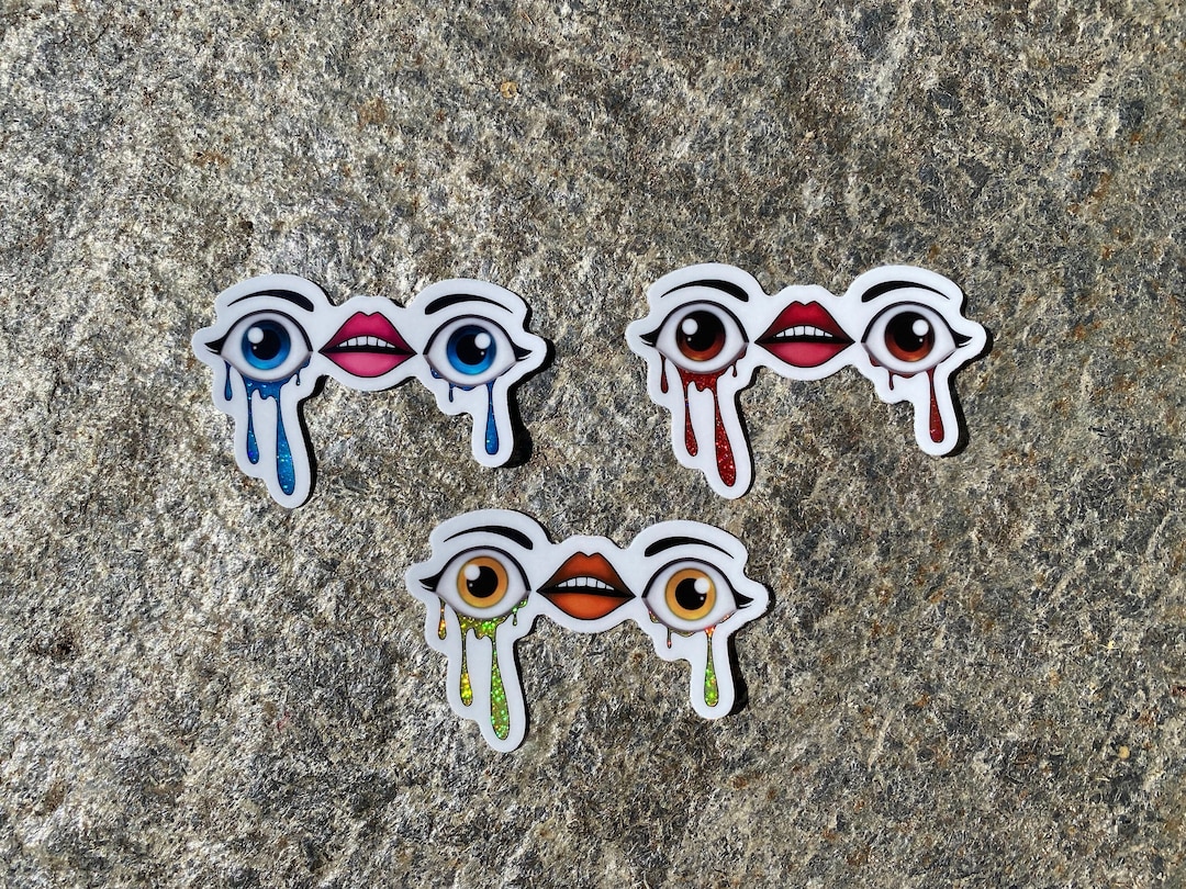 Crying Glitter Eyes: Holographic Glossy Waterproof Vinyl Stickers - Etsy