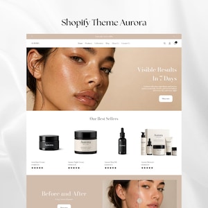 Minimal Skincare Website Shopify Theme, Elegant Beauty Website Template (Digital Download)